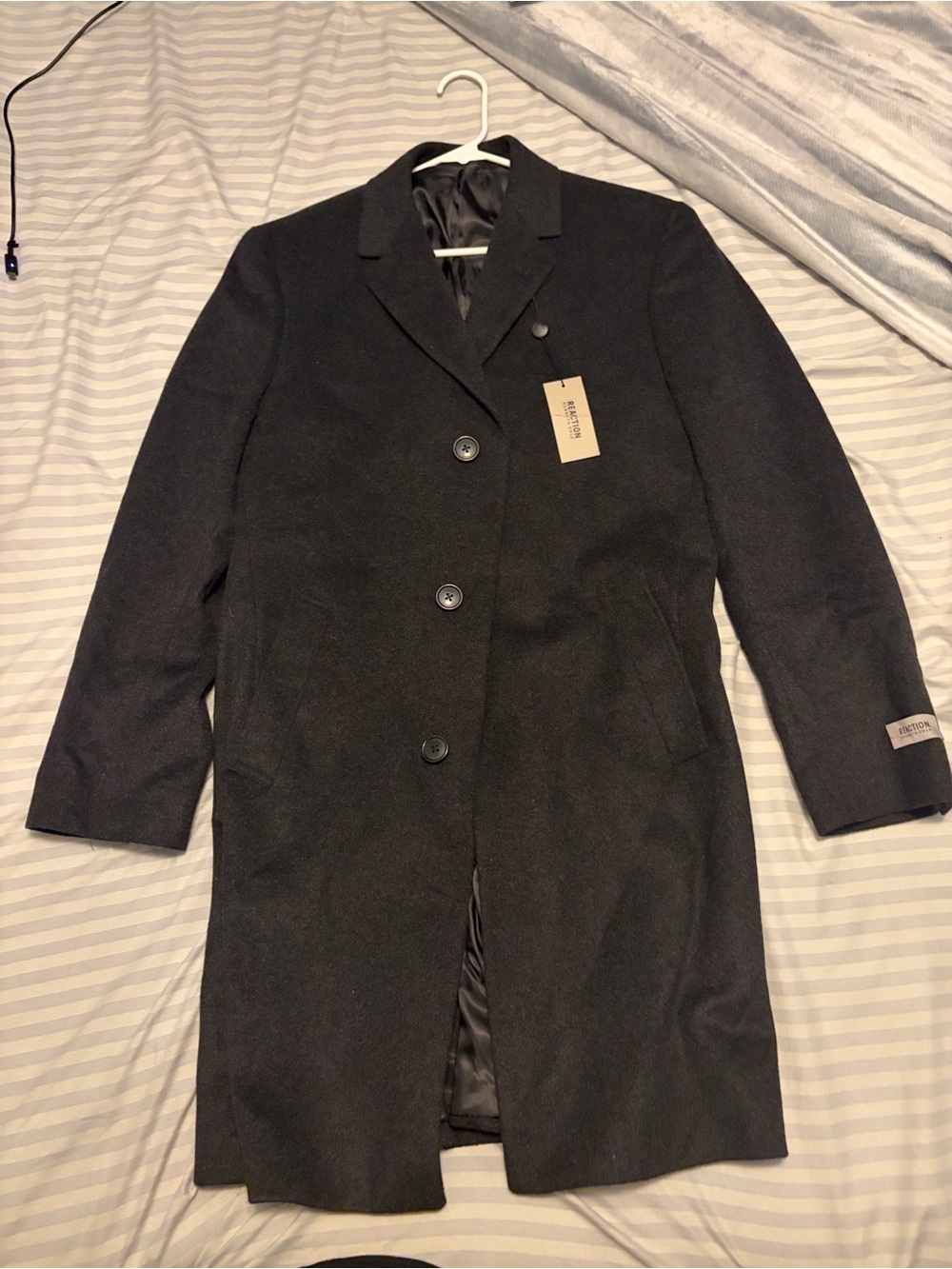NWT! Men's Black Long Overcoat - Classic Tailored Coat 38R